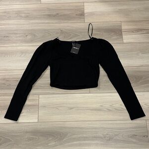 Forever 21 Black Long Sleeve Crop Top